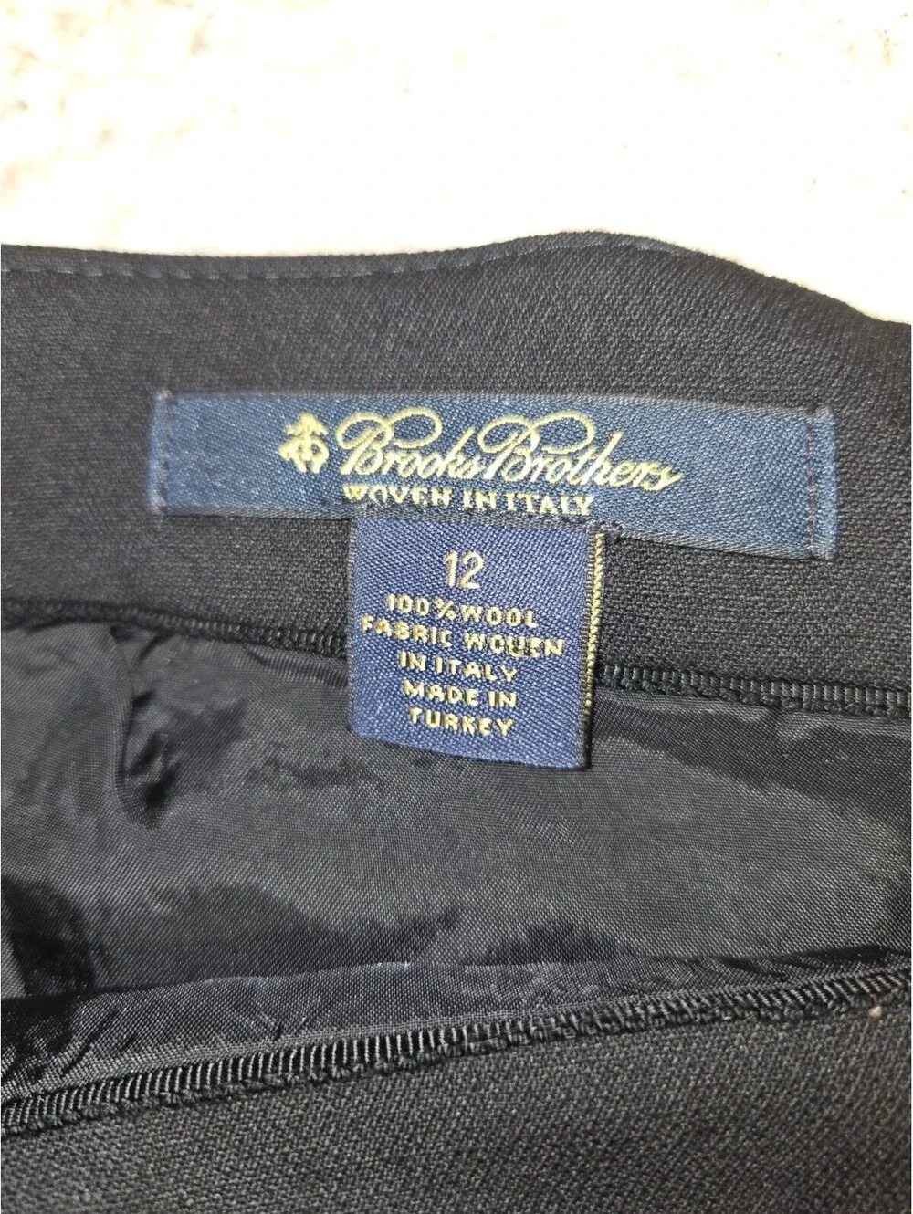 Brooks Brothers Black Skirt Womens 12 Wool Basic Straight Office Career Luxury